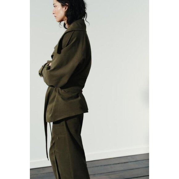 ZARA BELTED COTTON TRENCH COAT - Picture 6 of 9